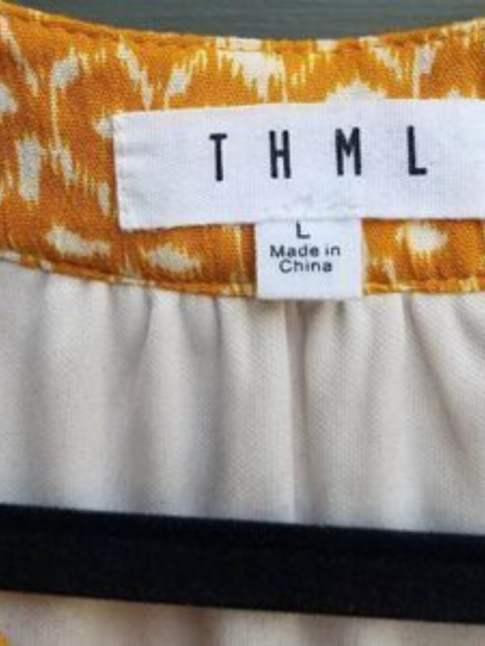 THML Anthropologie Yellow Blue Ikat Dress Embroidered Size Large - Picture 2 of 3
